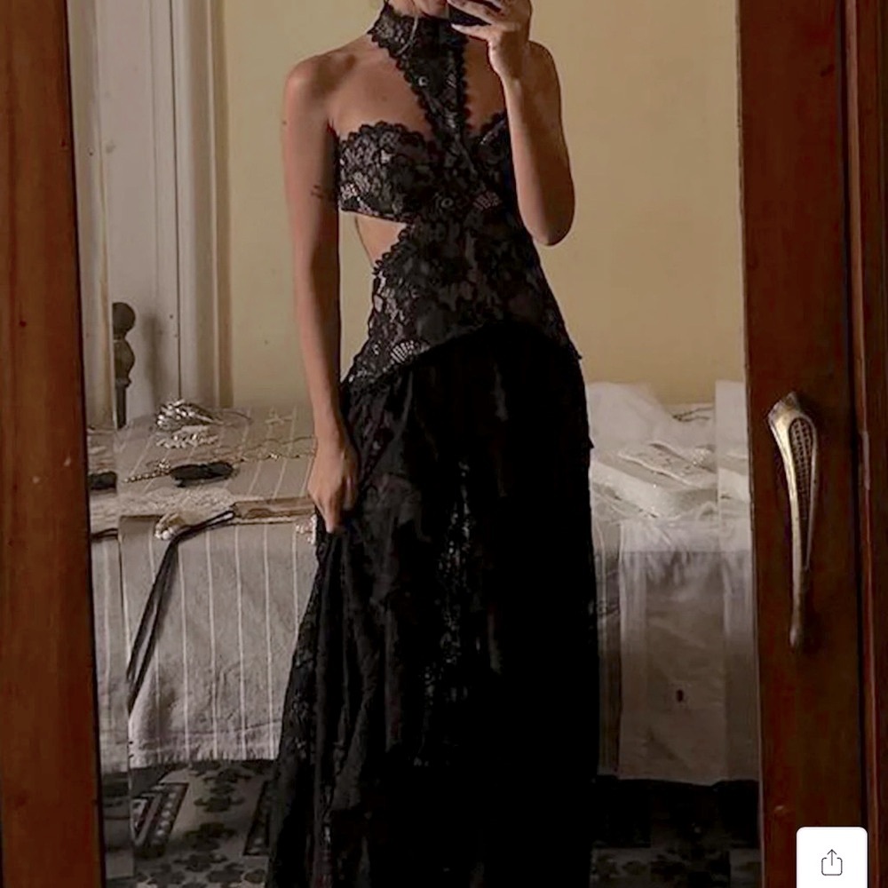 Princesa Black Lace Drop Waist Maxi Dress by 12th Tribe